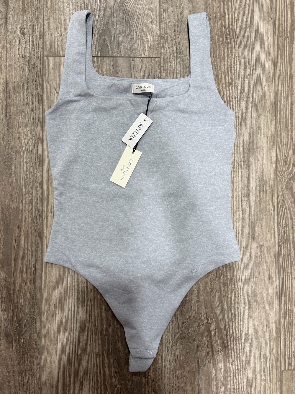 Aritzia Contour Light Gray Square Neck Bodysuit
